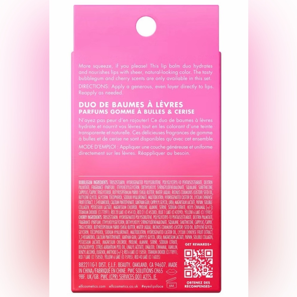 e.l.f. 2PC! Squeeze Me More Lip Balm Duo, Bubblegum💖/Cherry 🍒 BNIB! - Picture 2 of 16